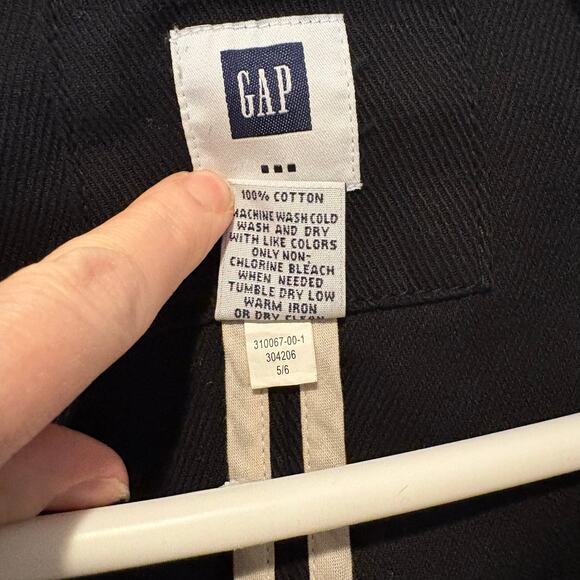 GAP Women's‎ 100% Cotton Black Trenchcoat Lightweight Y2K Button - Picture 5 of 8